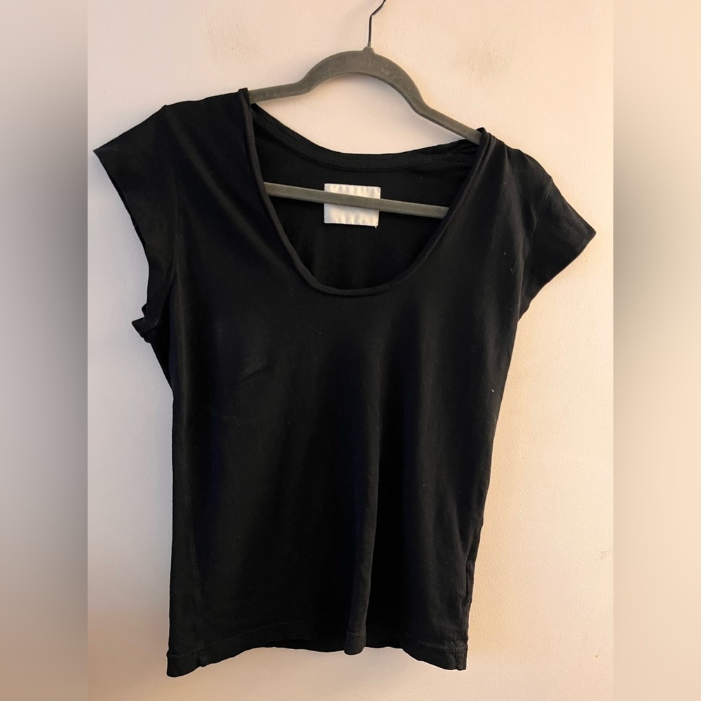 Citizens of Humanity Scoop-neck Black Supima-Cotton Basic Tee - XS
